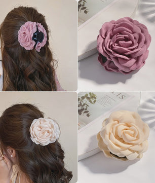Bloem Haarclip Dames - Katoen Stof Rozen Klip - Medium Maat - Koreaanse Stijl Haarsieraad