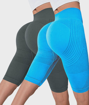 2-Pack Seamless High-Waisted Yoga Shorts met Push-Up Effect - Perfect voor Fitness & Training