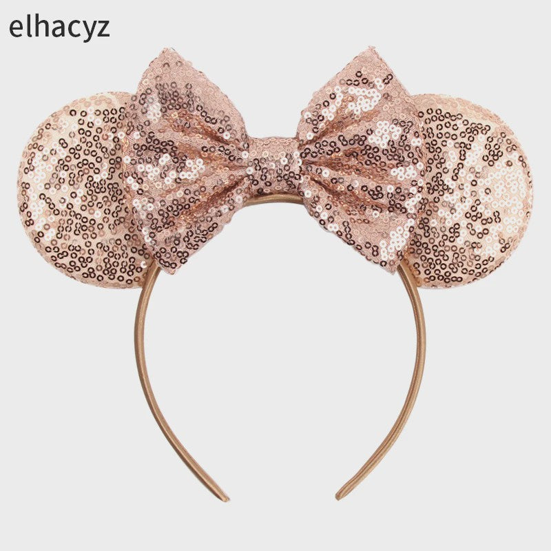 Chique Sequin Mickey Oortjes Diadeem met Strik - Feestelijk Haaraccessoire voor Kinderen & Dames