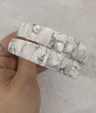 Natuurlijke Edelsteen Armband - Fluoriet & Citrien Vierkante Kralen