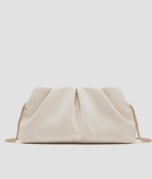 Luxe Plissé Avondtas met Gouden Ketting - Clutch & Schoudertas voor Feestelijke Gelegenheden