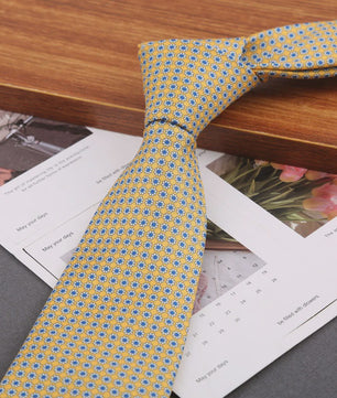 Klassieke Heren Strikdas - Imitatie Zijde met Polka Dot & Bloemendessin