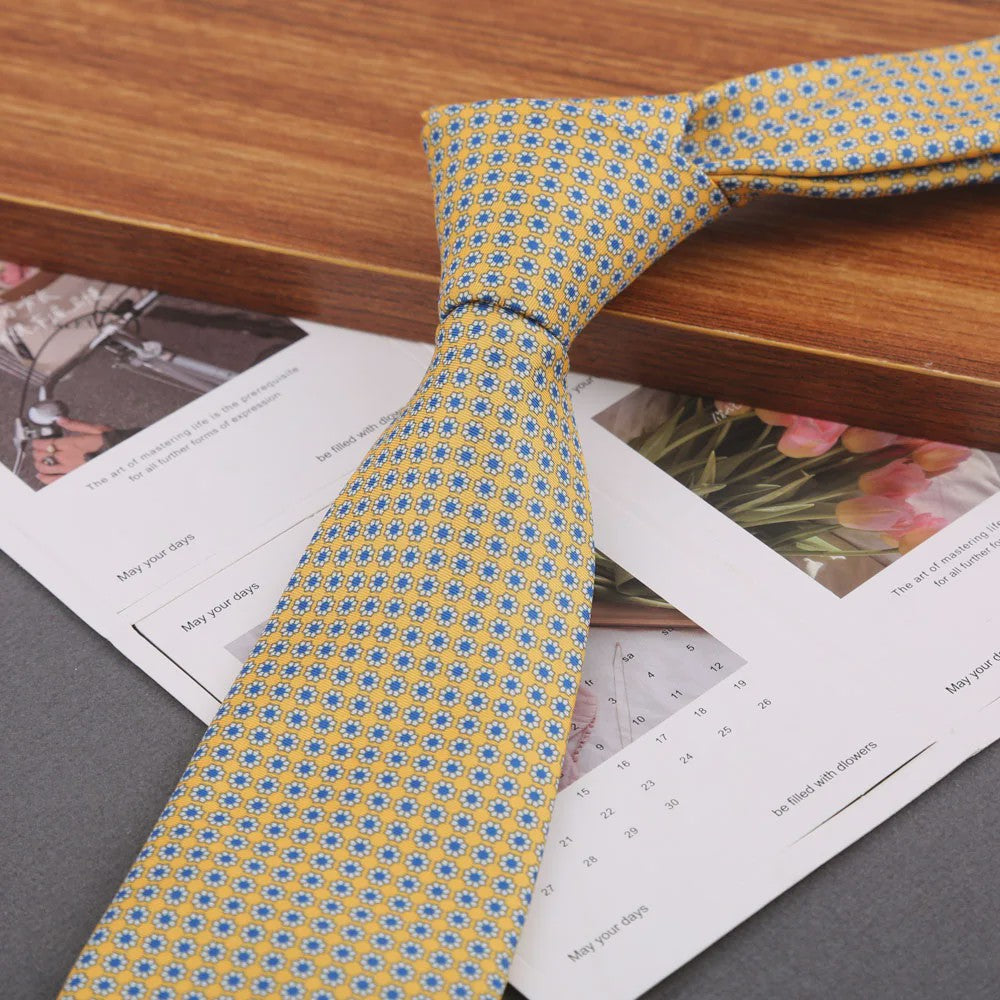 Klassieke Heren Strikdas - Imitatie Zijde met Polka Dot & Bloemendessin