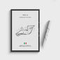 Vintage F1 Circuit Poster: Zwart-Wit Formule 1 Kunst voor de Raceliefhebber