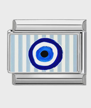 Modulaire RVS Bedel Links - Italiaanse Charm Collectie - Blue Series