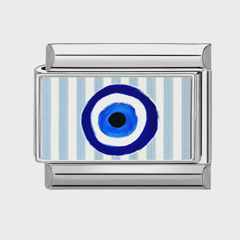 Modulaire RVS Bedel Links - Italiaanse Charm Collectie - Blue Series