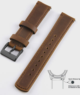 Top Grain Echt Lederen Horlogeband - 20mm/22mm Quick Release - Voor Heren, Dames & Samsung Galaxy Watch