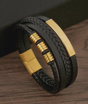 Stijlvolle Heren Armband van Gevlochten Leer - Multi-layer Fashion Accessoire
