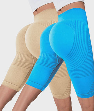 2-Pack Seamless High-Waisted Yoga Shorts met Push-Up Effect - Perfect voor Fitness & Training