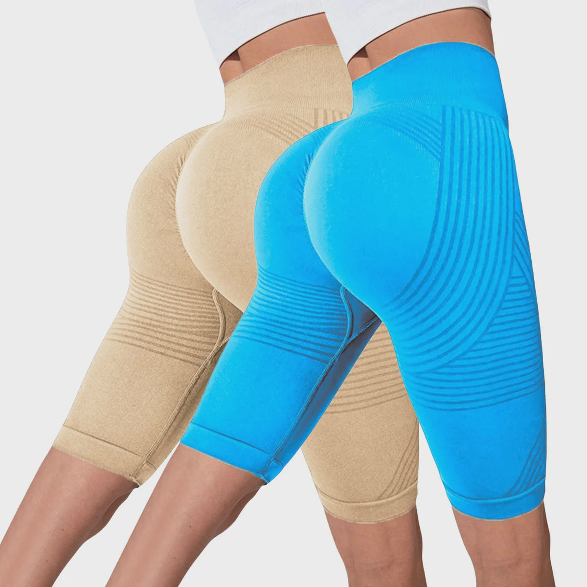 2-Pack Seamless High-Waisted Yoga Shorts met Push-Up Effect - Perfect voor Fitness & Training