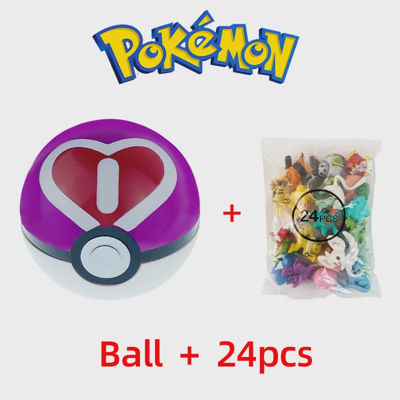 Set van 24 Pokemon Figuren - Diverse Stijlen, 2-3cm - Pikachu, Pokeball & Meer - Leuk Cadeau