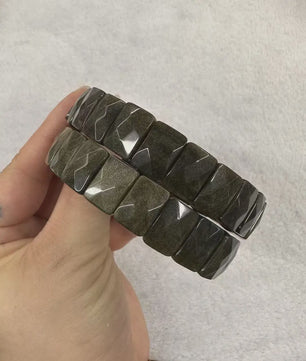 Natuurlijke Edelsteen Armband - Fluoriet & Citrien Vierkante Kralen