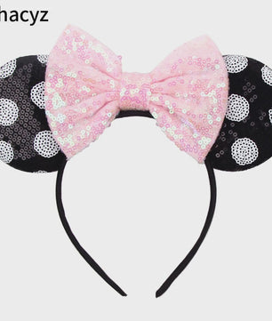 Chique Sequin Mickey Oortjes Diadeem met Strik - Feestelijk Haaraccessoire voor Kinderen & Dames