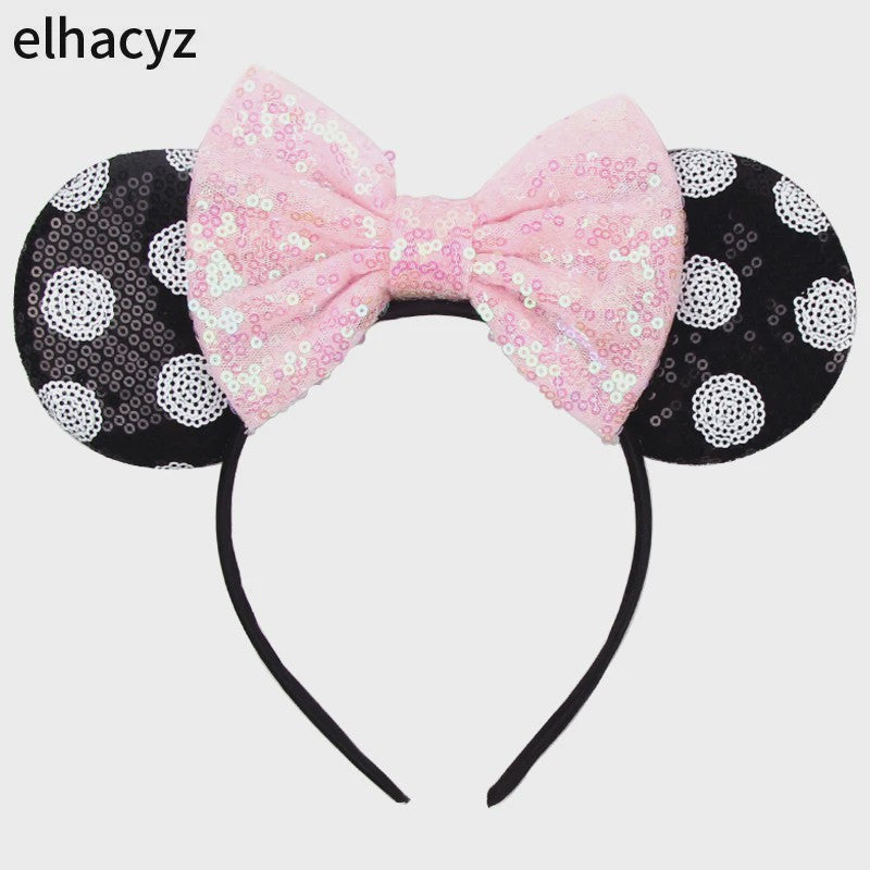 Chique Sequin Mickey Oortjes Diadeem met Strik - Feestelijk Haaraccessoire voor Kinderen & Dames