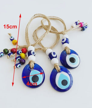 Blauw Turks Oog Hanger met Touw - Decoratie voor Auto, Muur & Huis