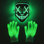 Verlicht LED Neon Purge Masker met Fiber Optic Handschoenen - Halloween & Feest