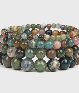 Handgemaakte Natuursteen Armbanden - Onyx & Agate Kralen - Yoga & Reiki Energie - Unisex 19cm