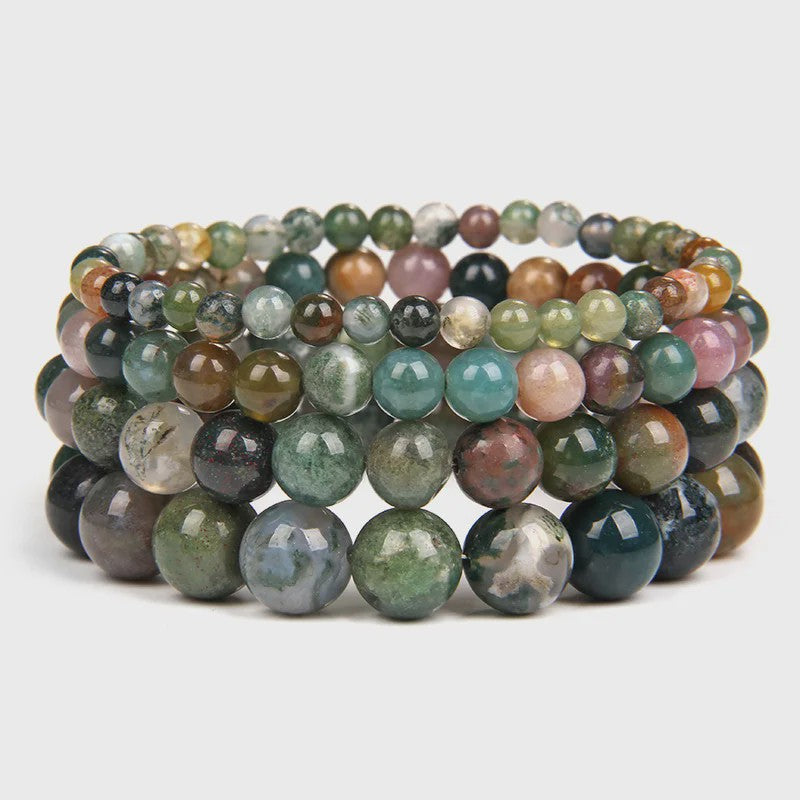 Handgemaakte Natuursteen Armbanden - Onyx & Agate Kralen - Yoga & Reiki Energie - Unisex 19cm