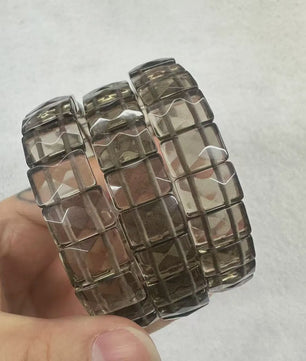Natuurlijke Edelsteen Armband - Fluoriet & Citrien Vierkante Kralen