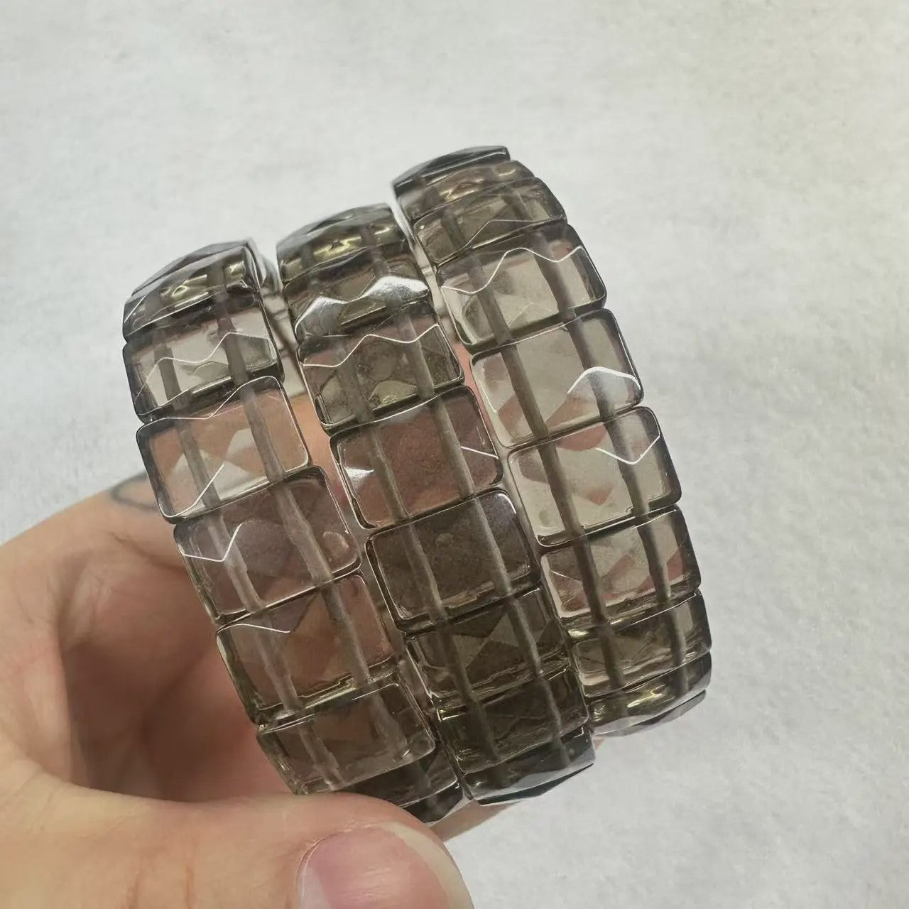 Natuurlijke Edelsteen Armband - Fluoriet & Citrien Vierkante Kralen