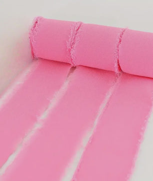 Handgemaakte Satijn Chiffon Lint Set - 3 Rollen van 5m met Rafeleffect voor Bruiloft, Cadeau & DIY Decoratie