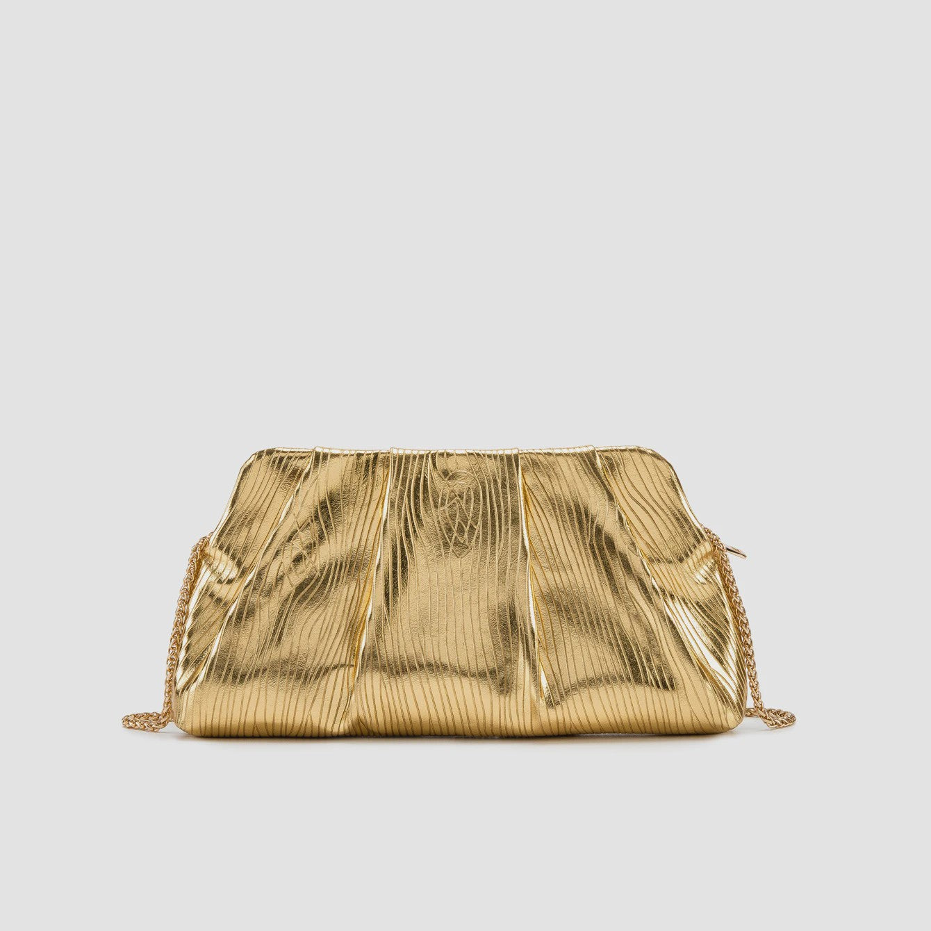 Luxe Plissé Avondtas met Gouden Ketting - Clutch & Schoudertas voor Feestelijke Gelegenheden