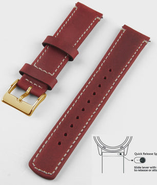 Top Grain Echt Lederen Horlogeband - 20mm/22mm Quick Release - Voor Heren, Dames & Samsung Galaxy Watch
