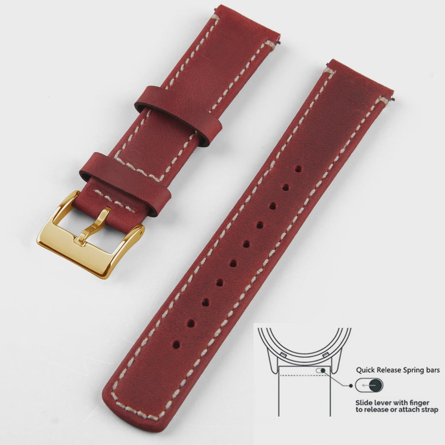 Top Grain Echt Lederen Horlogeband - 20mm/22mm Quick Release - Voor Heren, Dames & Samsung Galaxy Watch