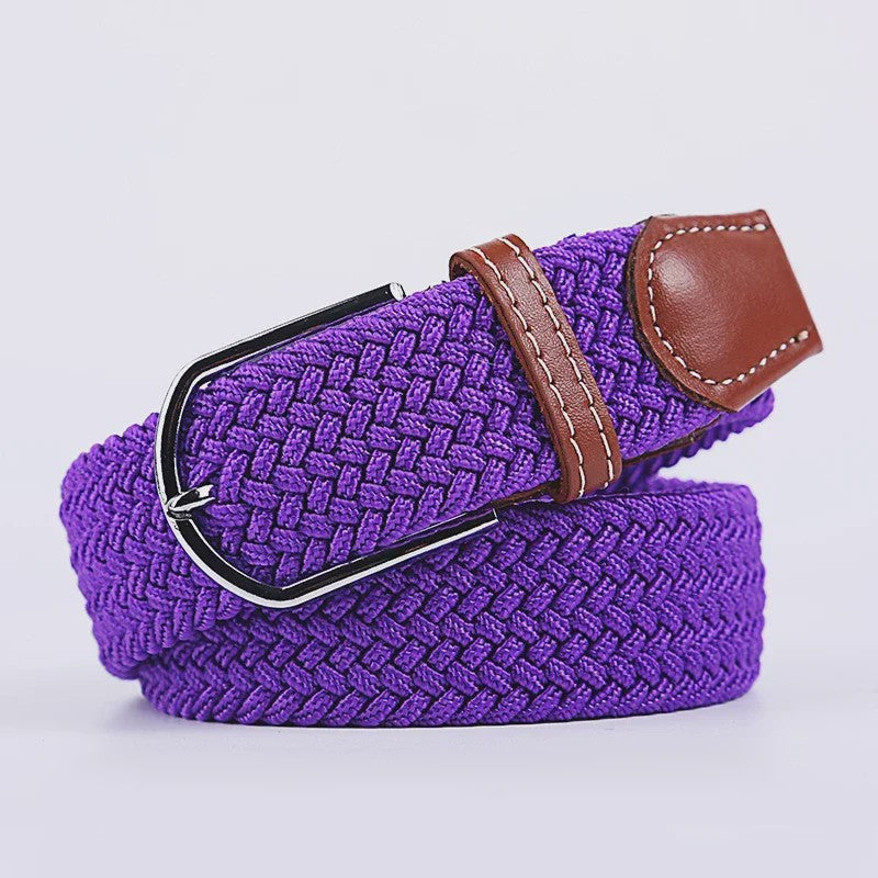 Unisex Gevlochten Elastische Riem met Pin Gesp - 107-130cm