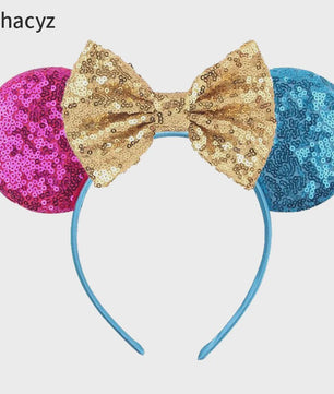 Chique Sequin Mickey Oortjes Diadeem met Strik - Feestelijk Haaraccessoire voor Kinderen & Dames