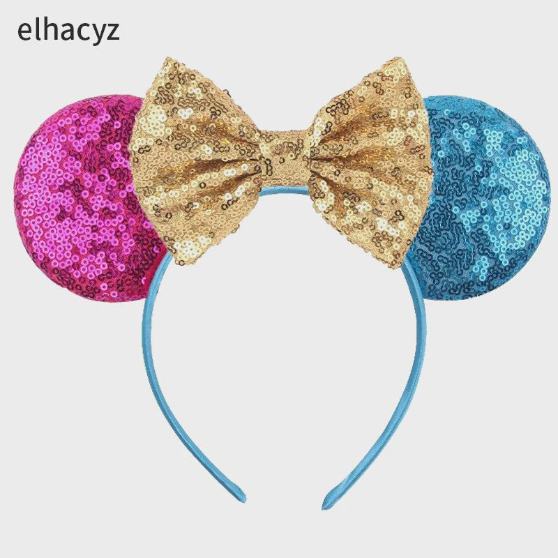 Chique Sequin Mickey Oortjes Diadeem met Strik - Feestelijk Haaraccessoire voor Kinderen & Dames