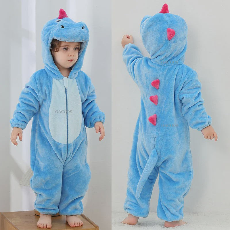 Baby Romper Dierenkostuum Kigurumi - Zacht Flanellen Jumpsuit voor Jongens & Meisjes
