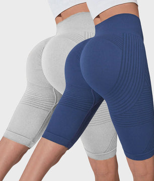 2-Pack Seamless High-Waisted Yoga Shorts met Push-Up Effect - Perfect voor Fitness & Training