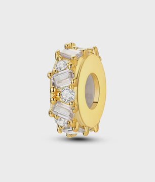 925 Sterling Zilveren Bedel: Gouden Strik met Roze Hart & Kruis met Oog van Horus