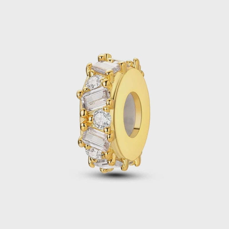 925 Sterling Zilveren Bedel: Gouden Strik met Roze Hart & Kruis met Oog van Horus