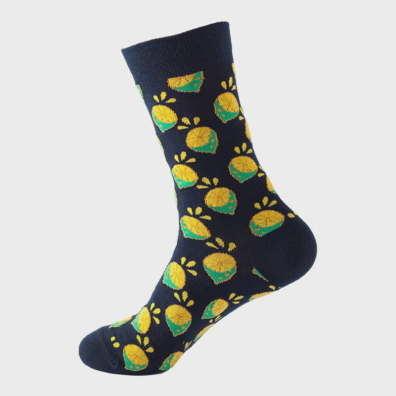 Unisex Katoenen Sokken met Vrolijke Fruit, Dieren & Kunst Prints - Hip Hop & Skateboard Stijl