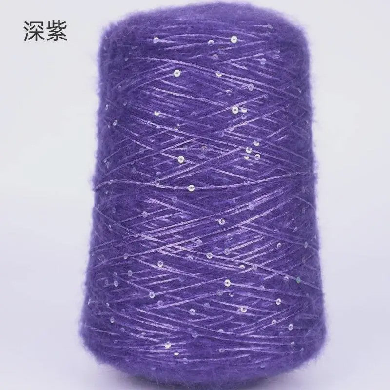 Zacht Pluche Mohair Garen met Pailletten - Kleurrijk Brei-, Haak- en Naaigaren (520g)