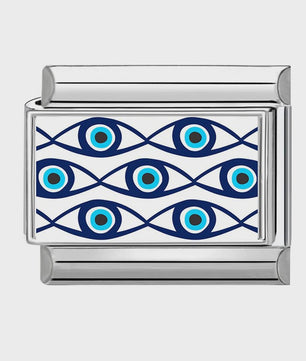 Modulaire RVS Bedel Links - Italiaanse Charm Collectie - Blue Series