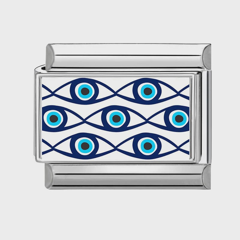 Modulaire RVS Bedel Links - Italiaanse Charm Collectie - Blue Series