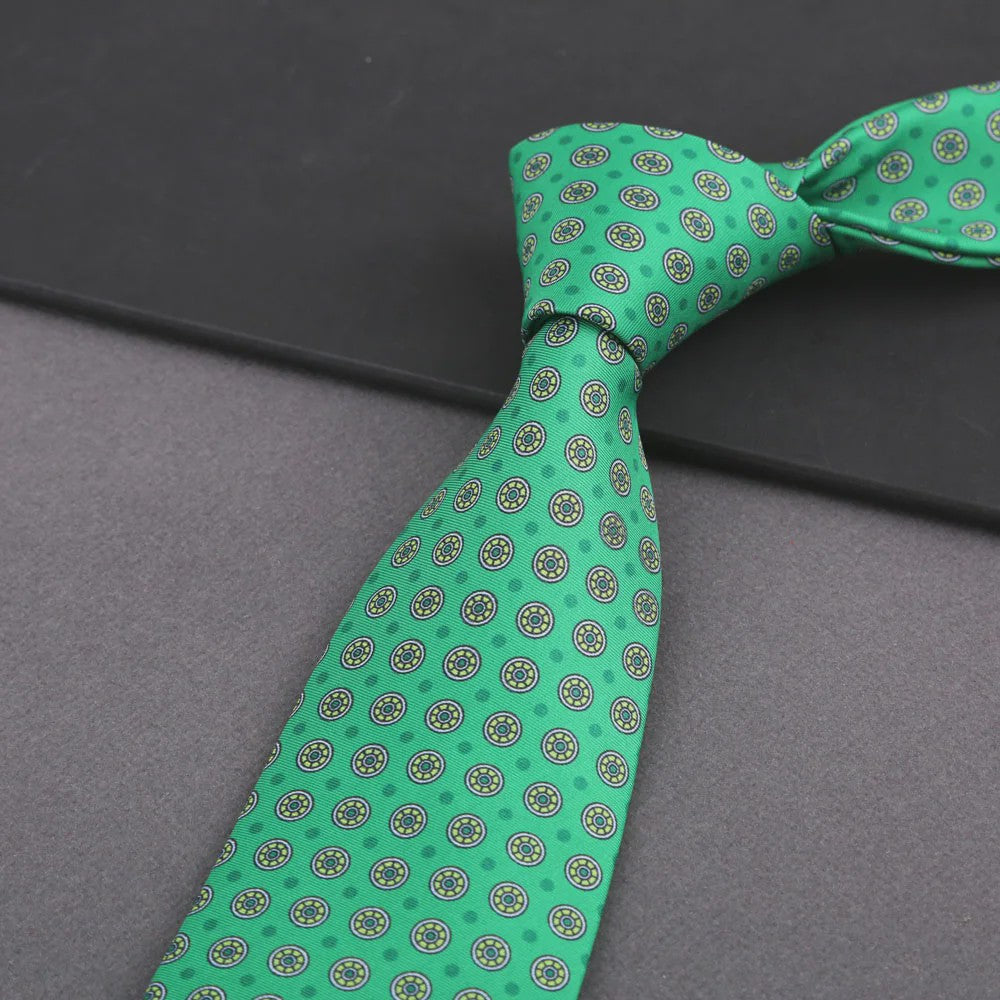 Klassieke Heren Strikdas - Imitatie Zijde met Polka Dot & Bloemendessin