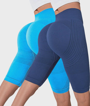 2-Pack Seamless High-Waisted Yoga Shorts met Push-Up Effect - Perfect voor Fitness & Training
