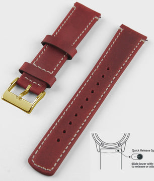 Top Grain Echt Lederen Horlogeband - 20mm/22mm Quick Release - Voor Heren, Dames & Samsung Galaxy Watch