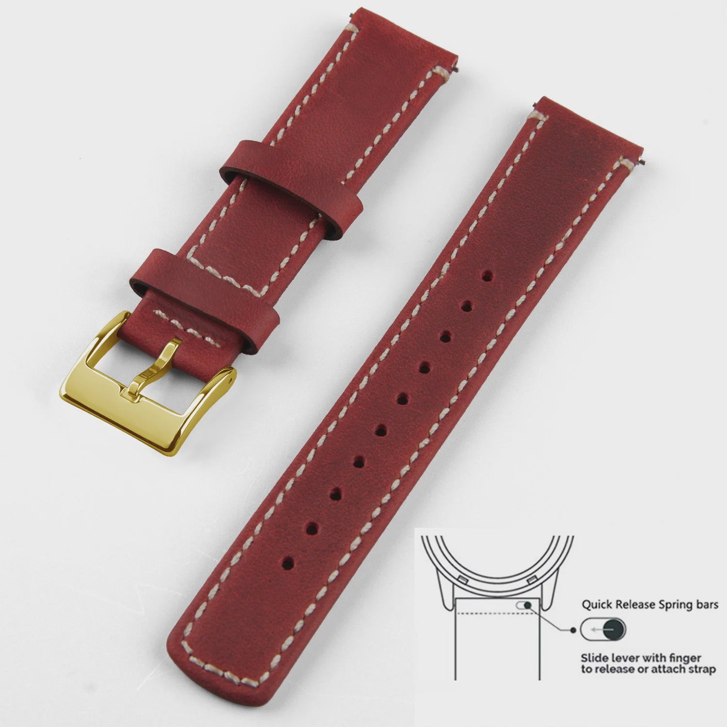 Top Grain Echt Lederen Horlogeband - 20mm/22mm Quick Release - Voor Heren, Dames & Samsung Galaxy Watch