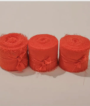 Handgemaakte Satijn Chiffon Lint Set - 3 Rollen van 5m met Rafeleffect voor Bruiloft, Cadeau & DIY Decoratie