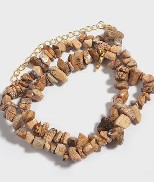Unieke Natuursteen Choker Ketting - Onregelmatige Kristal & Aquamarijn Chips