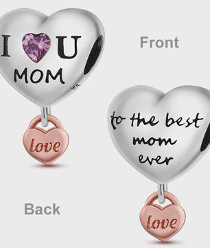925 Sterling Zilveren Bedel 'Mom Love' - Perfect Cadeau voor Moederdag en Verjaardag