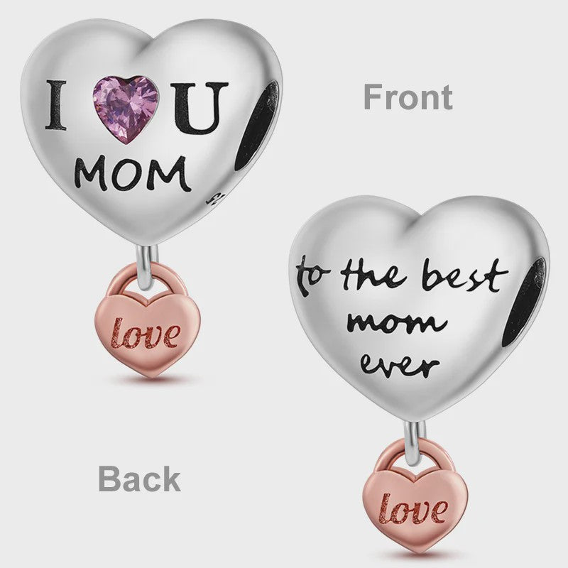925 Sterling Zilveren Bedel 'Mom Love' - Perfect Cadeau voor Moederdag en Verjaardag