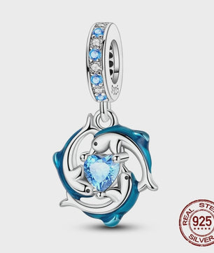 925 Sterling Zilveren Bedel Set: Dolfijn, Zeepaardje & Octopus - Blauw - DIY Armband Sieraden