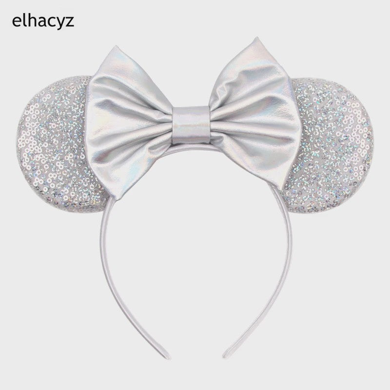 Chique Sequin Mickey Oortjes Diadeem met Strik - Feestelijk Haaraccessoire voor Kinderen & Dames