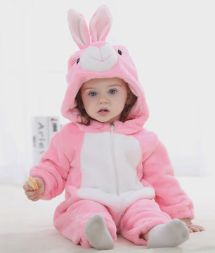 Baby Romper Dierenkostuum Kigurumi - Zacht Flanellen Jumpsuit voor Jongens & Meisjes